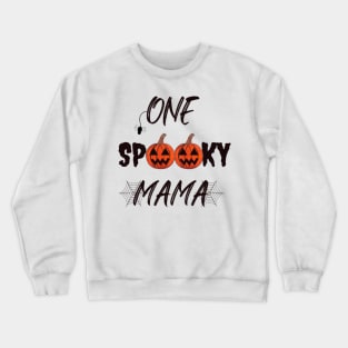 One Spooky Mama, Funny Halloween, Funny Gift for Mothers (Pastel Orange) Crewneck Sweatshirt